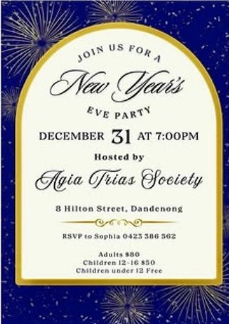 Come along with your family and friends and Join us to celebrate the New Year !!! We look forward to seeing you there for an unforgettable evening.